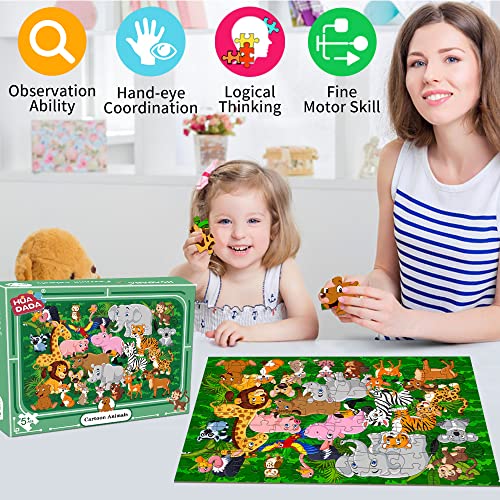 Huadada 100 Piece Puzzles For Kids, Rainforest Animals Puzzles For Kids Ages 4-8 Children Learning Educational Toys Gifts For Boys Girls Age 4-6, 6-8, 8-10 Years Old (15" X 10") #TOP4