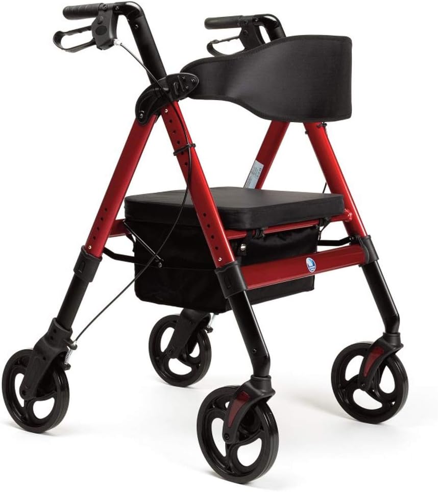 FabaCare XXL Rollator Goliat - zum Anbieter bei Amazon* FabaCare XXL Rollator Goliat, höhenverstellbar, faltbar, mit Sitz und Rückenlehne, Tasche, Gehwagen, Rollwagen, bis 200 kg, Farbe Rot