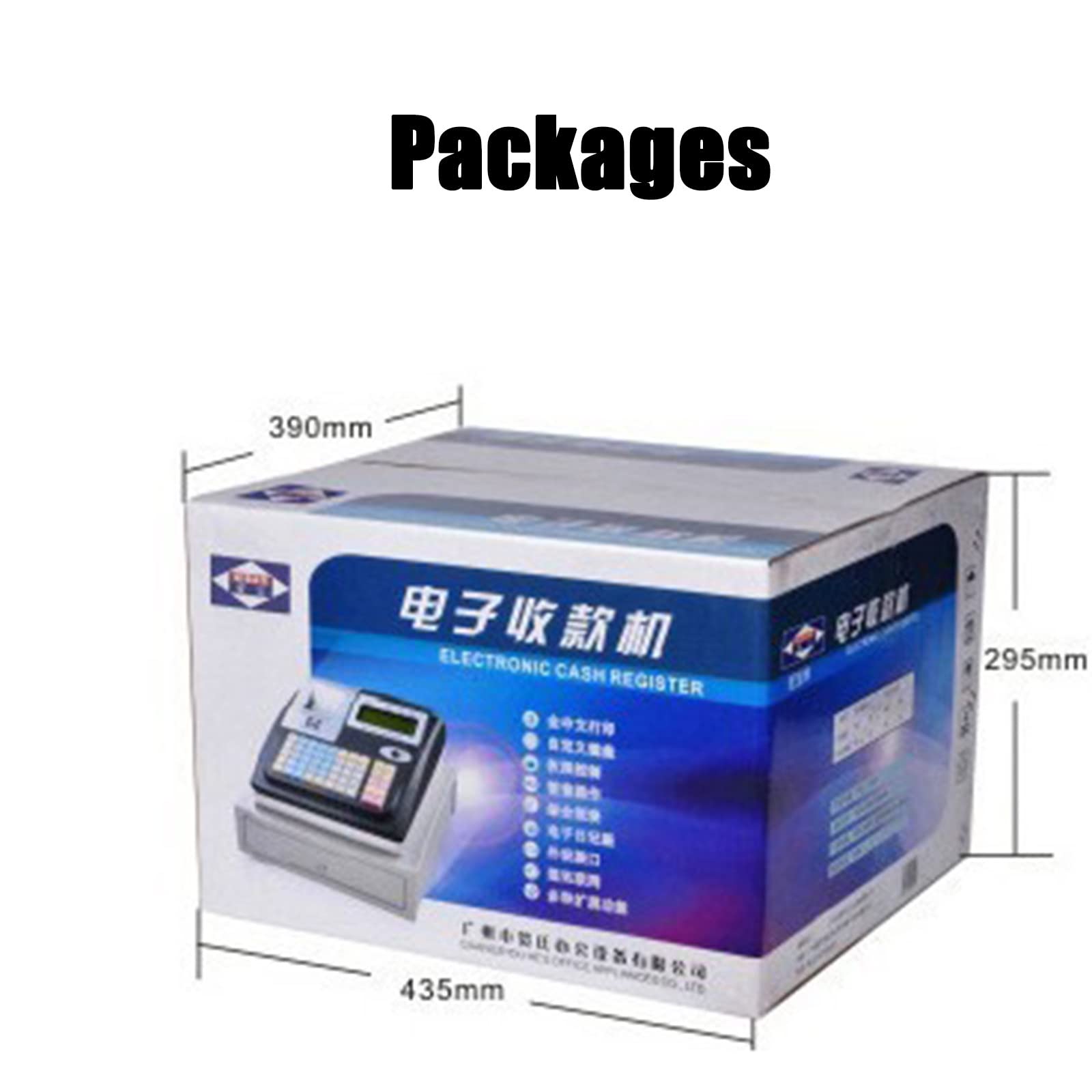 TPV Electrónico Caja Registradora con 48 Teclas,8 LED Digital Caja Registradora con Bandeja de Dinero Extraíble e Impresora Térmica,Black-220V