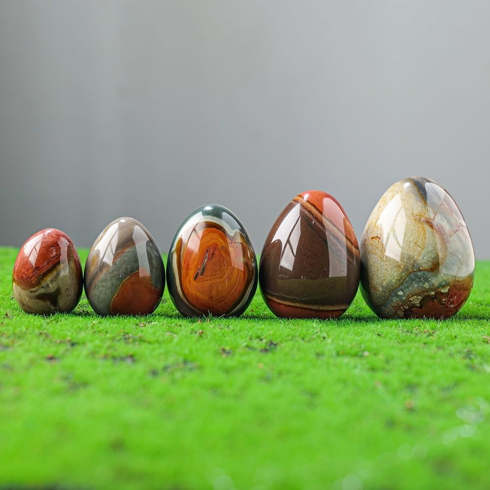 AtkitS 1PC Natural Stone Marine Agate Egg Shape Carving Healing Gemstone Ocean Agate Hand Carved Crytsal Crafts Decoration (Size : 80-120g)