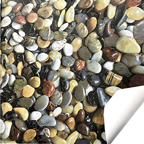 Teemall 15.6inx79in 3D Self Adhesive Gloss Vinyl Wrap Film Kitchen Countertop Peel Stick Wallpaper Decal ï¼ˆCobblestone ï¼‰