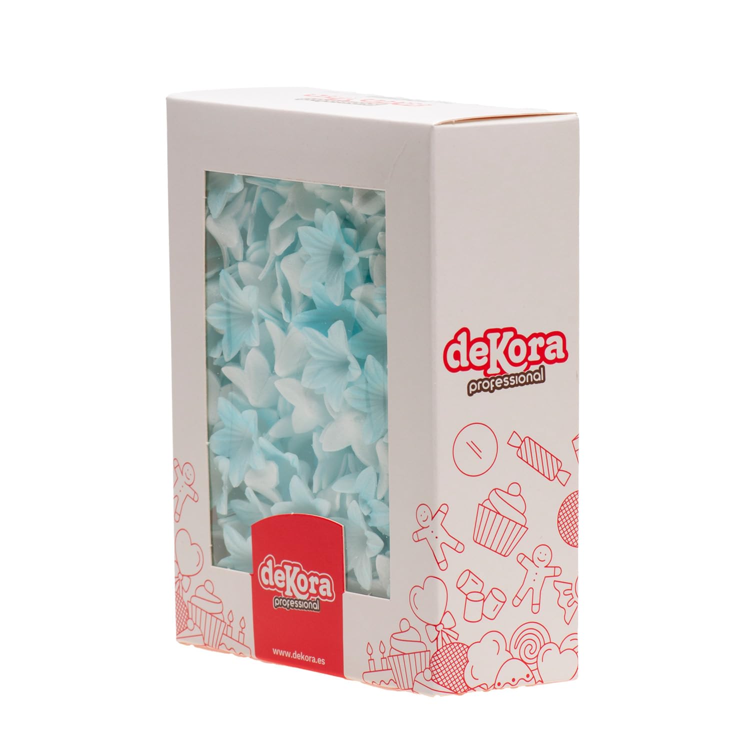 dekora - 400 Mini Flores comestibles para tartas de Oblea, 2 cm, sin azúcar, sin gluten, sin lactosa, Decoración para Tarta de Cumpleaños, Bodas, Gender Reveal, Baby shower y Bautizo