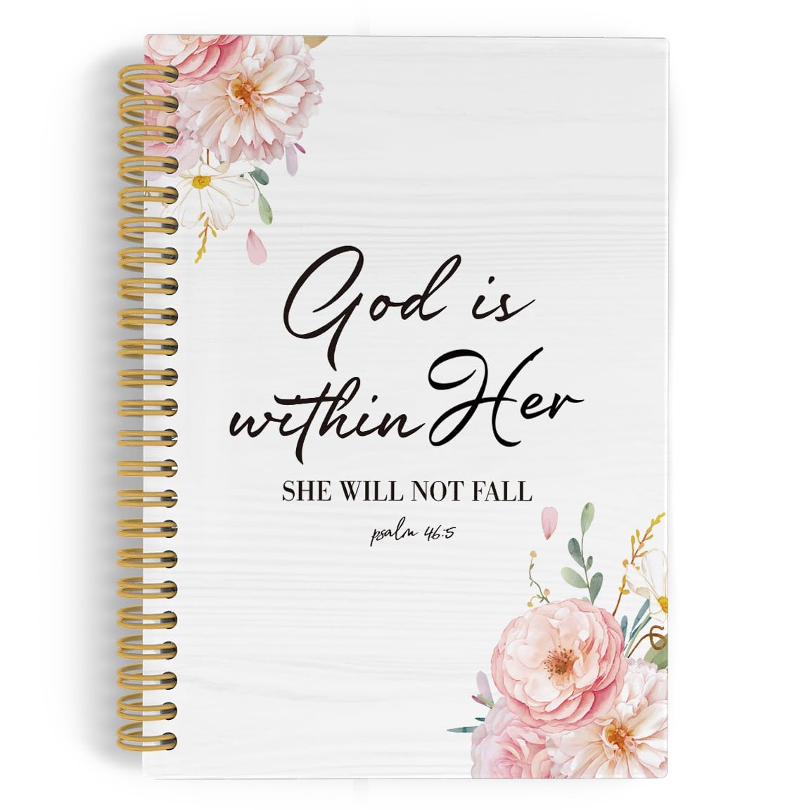 ANIANG Christian Gifts for Women Spiral Notebook, Inspirational Journal, God Is Within Her She Will Not Fall 5.5"x8.3" 164pages Lined Notebooks