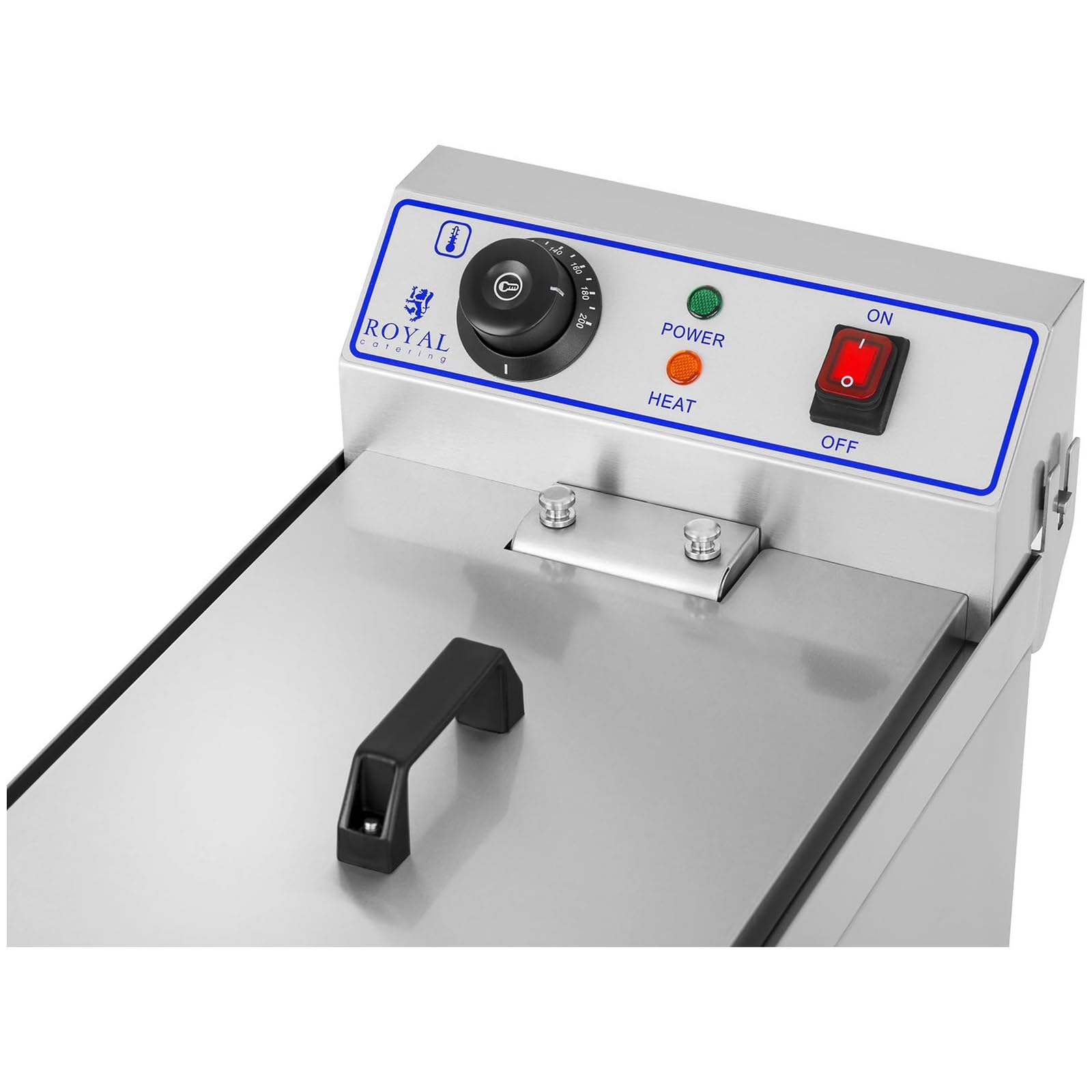 Royal Catering Friggitrice Elettrica Friggitrice Professionale RCEF-10EH (10 L totale, 6,5 L di olio, 3.200 W, Acciaio Inox)