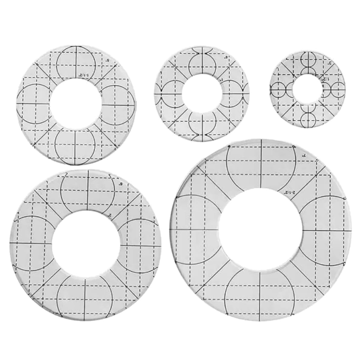 Udsknv[Ksl As Shown Sewing Multi Tool Quilting Templates-5Pcs Acrylic Patchwork Ruler Set Clothing Ruler Measurement Tools