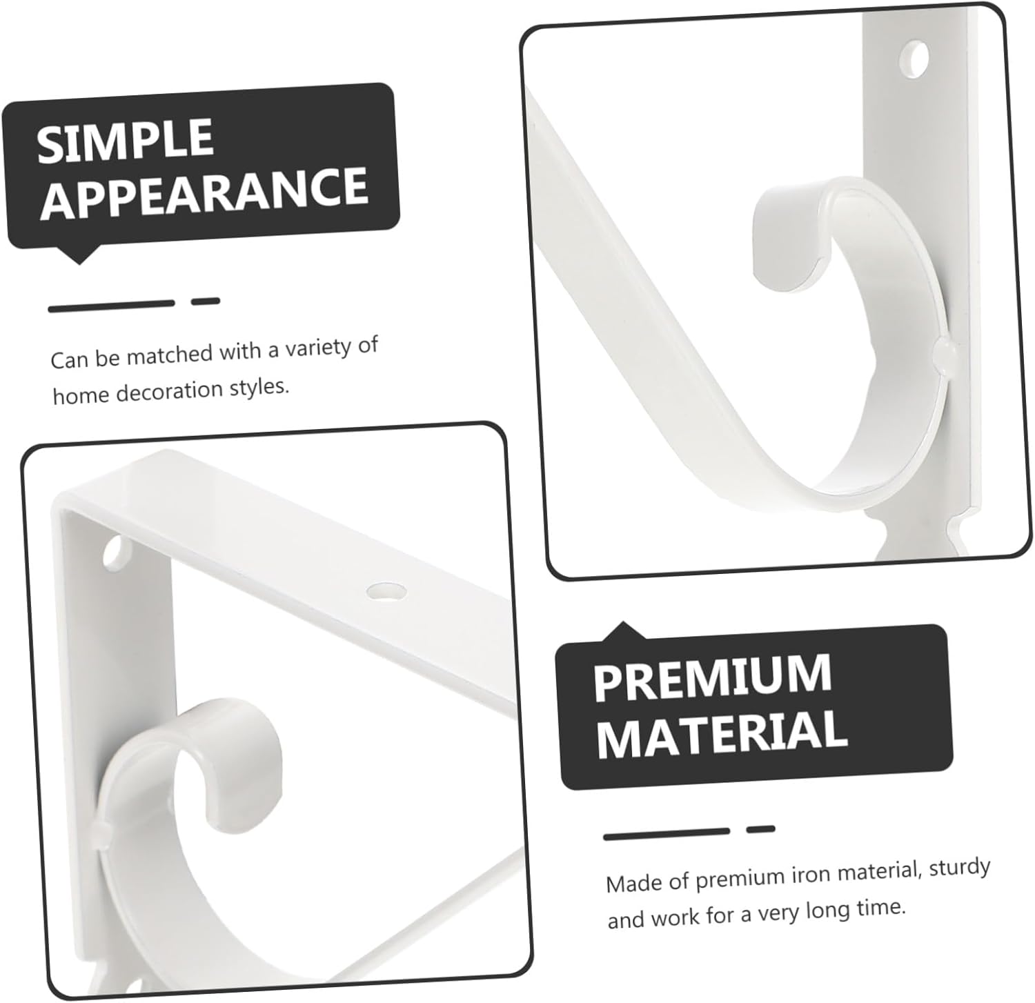 Multifunctional Wall Shelf Support Easy Install Black Shelf Bracket Package