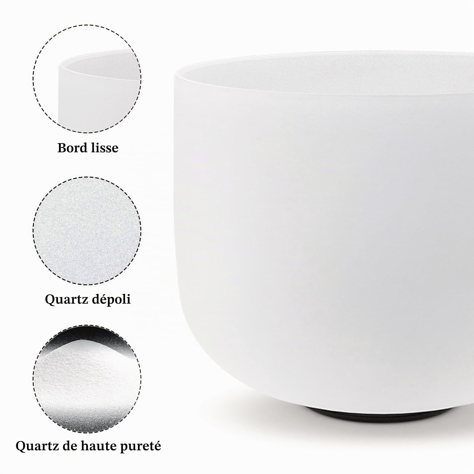 KVKA Ensemble de bols chantants en cristal de 15,2 à 30,5 cm - 432 Hz - Blanc givré - Pour méditation, yoga, relaxation, soulagement du stress - Avec sac de transport
