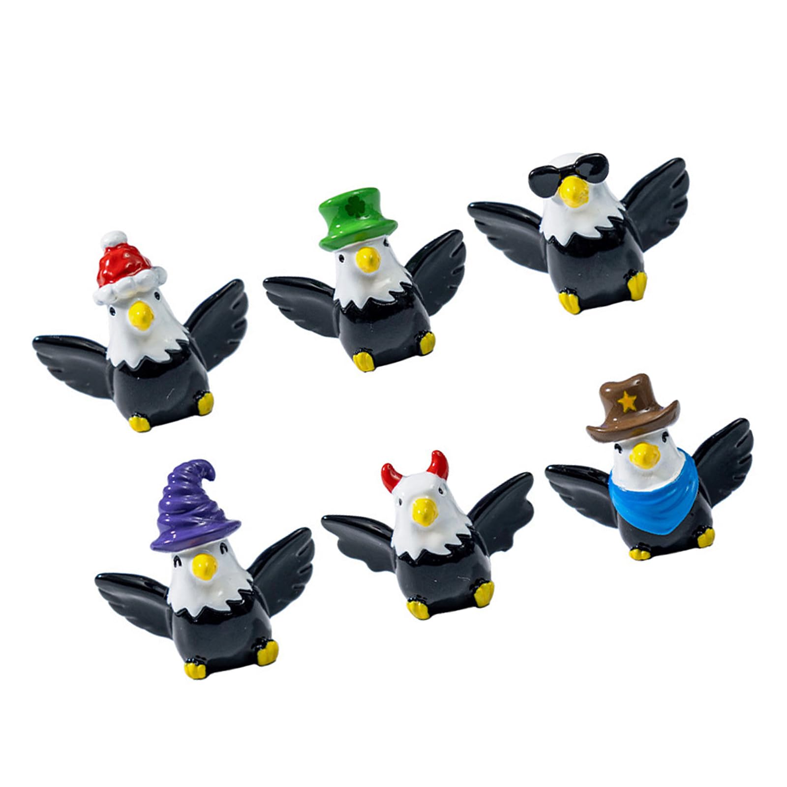 Snorvixre Minis Hawks Bulk Tiny Bald Set for Potted Miniature Decors Garden Dollhouses Decoration Craft Charm Party Toy Minis Resins Figures