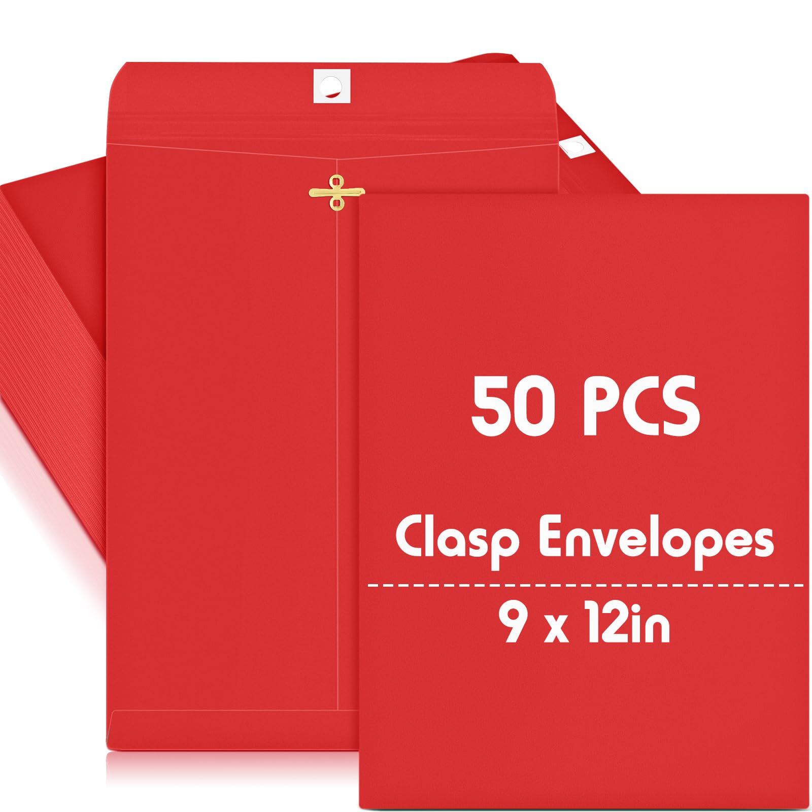 Geyee 50 Pcs 9 x 12 Inch Red Clasp Manilla Envelopes Mailing