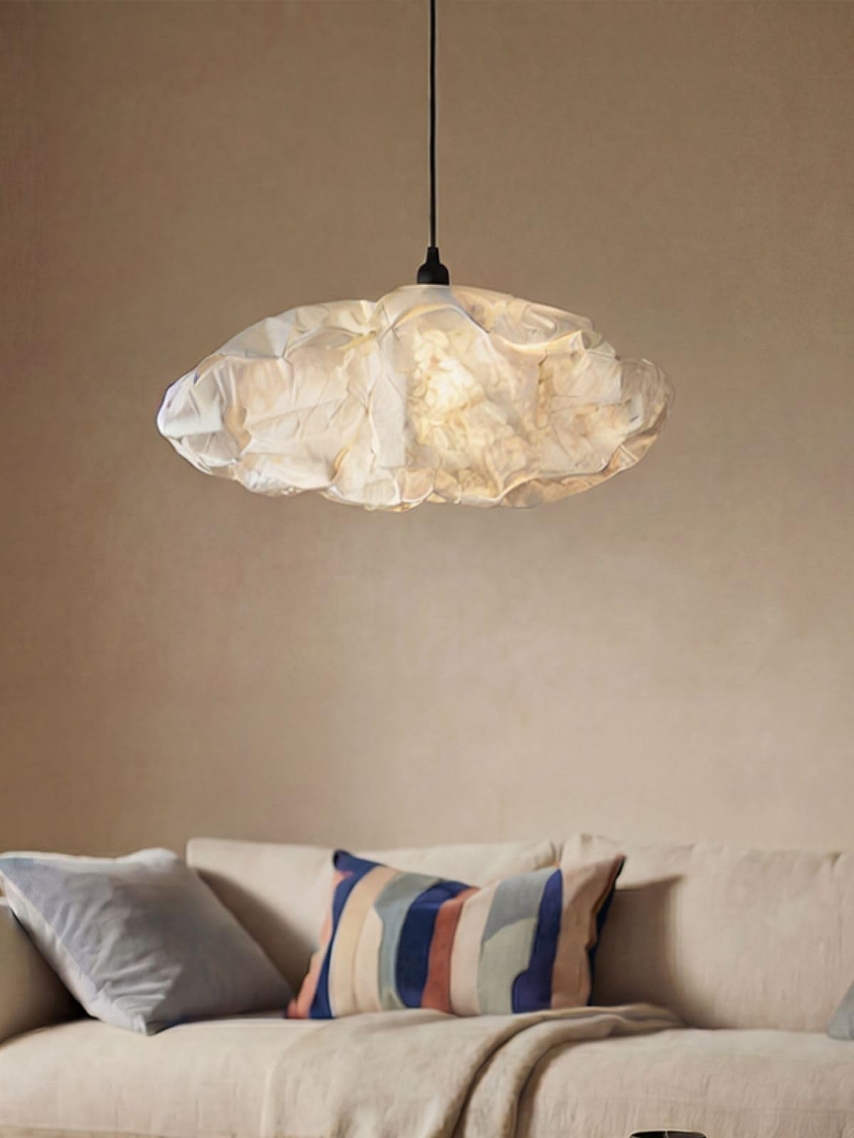 FIG Living Cloud Pendant Lamp for Living Room, Bedroom, Dining & Study | 57 x 17 x 22 cm | Specially Handcrafted Synthetic Material | Dreamy Ambient Lighting | Modern Ceiling Chandelier (No Bulb)-image-26