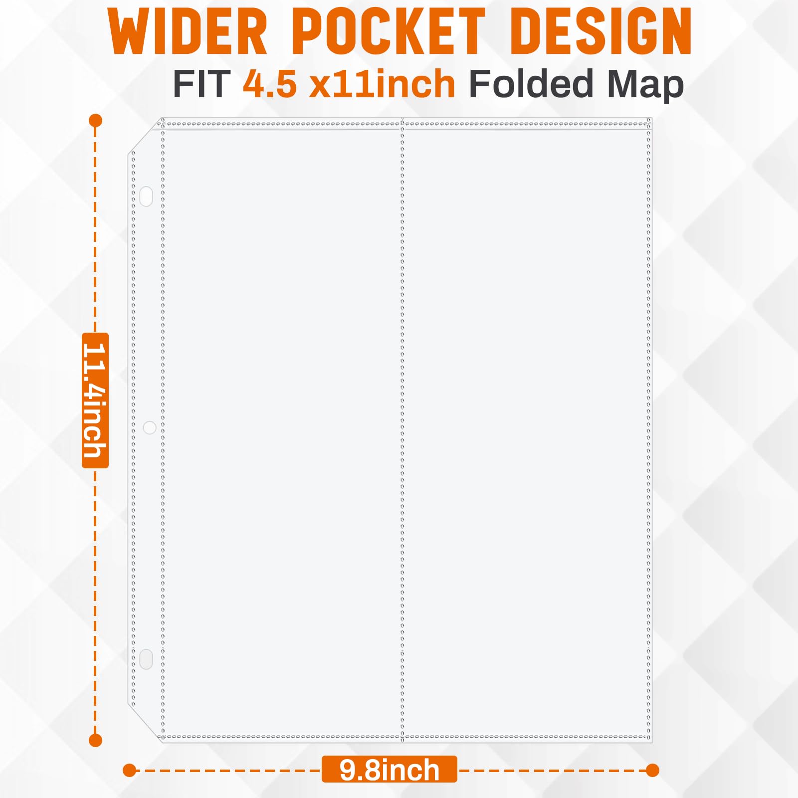 Affrolling 50 Stück 2-Pocket gefaltete Kartenhüllen, Kartenschutz, Seitenschutz für 3-Ringbuch, 11,4 x 27,9 cm Taschen, Prospekthalter, Fotohüllen, Postkarten-Blattschutz
