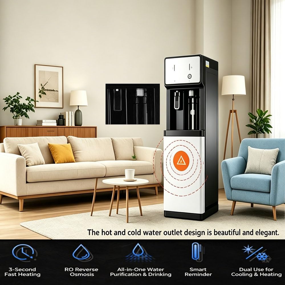 Wasserspender mit Filter, Elektrischer Wasserspender Kühlung, mit 3 Temperaturstufen, Tisch-Wasserautomat, für Küchen, Zuhause & Büro