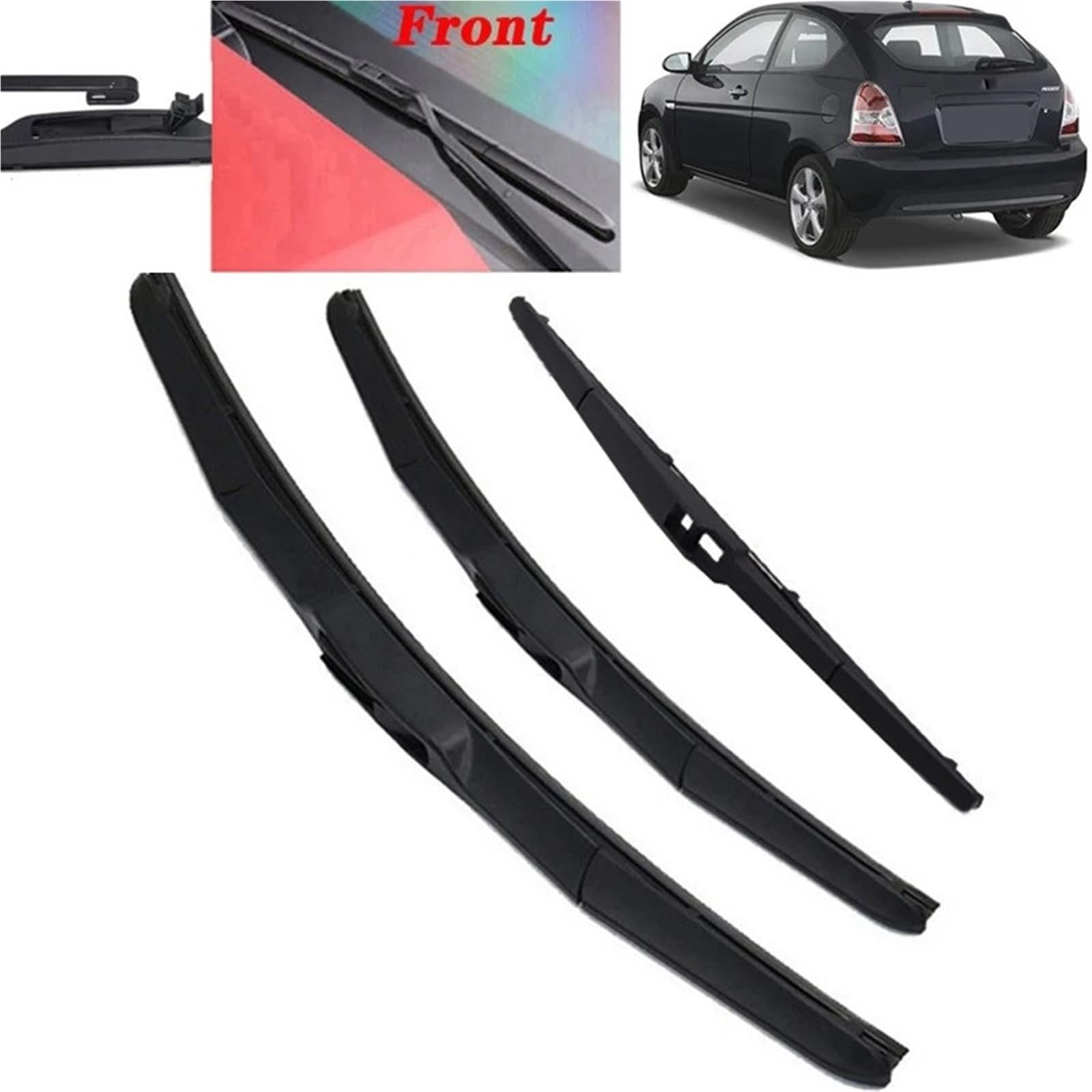 Silencio Escobilla Escobilla Limpiaparabrisas Delantera Y Trasera Para Hyundai Para Accent MC 2006-2011