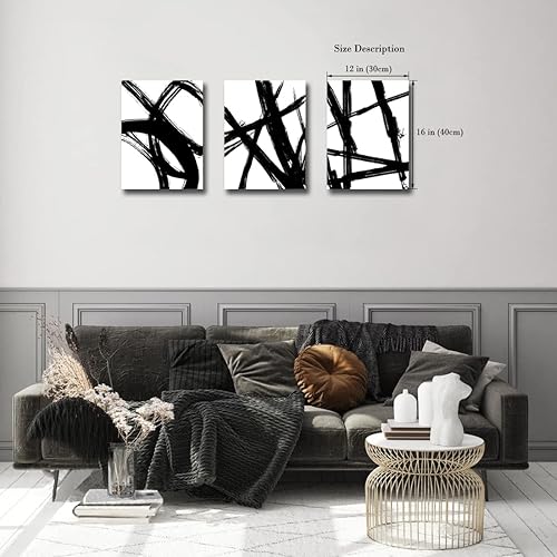 Miniatura 2 de Lienzo abstracto en blanco y negro para decoración de pared, graffiti en blanco y negro, pinturas modernas para dormitorio, sala de estar, baño,