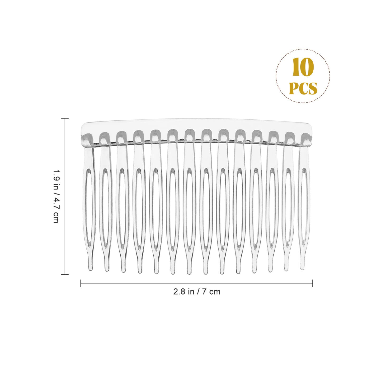 Beaupretty 10Pcs Transparent Plastic Side Hair Combs 14 Teeth Bridal Wedding Veil Clips for Women and Girls Medium to Long Hair Styling - Image 3