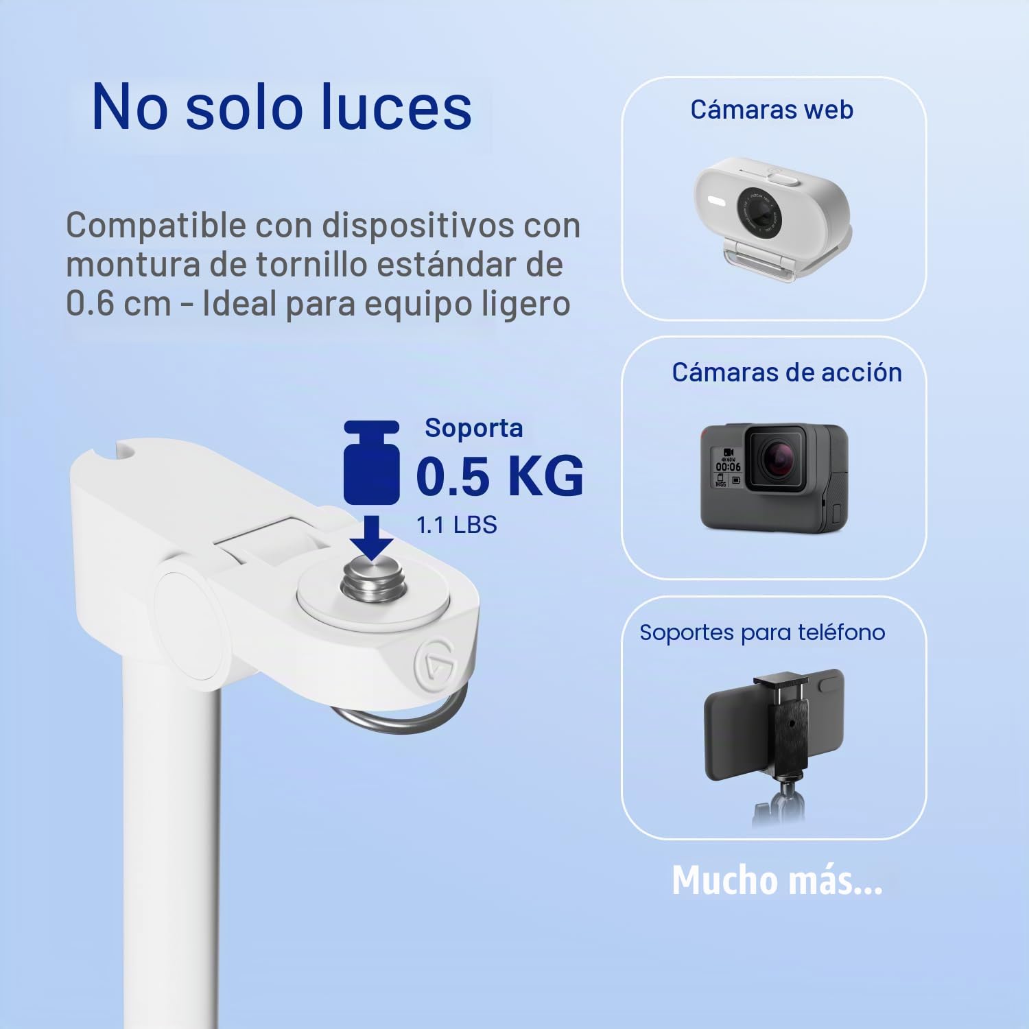 Elgato Stand para Key Light Neo – Soporte de Escritorio con Base Pesada, Altura e inclinación Ajustables, Soporte para Auriculares, Blanco Limpio – para Key Light Neo o Facecam Neo