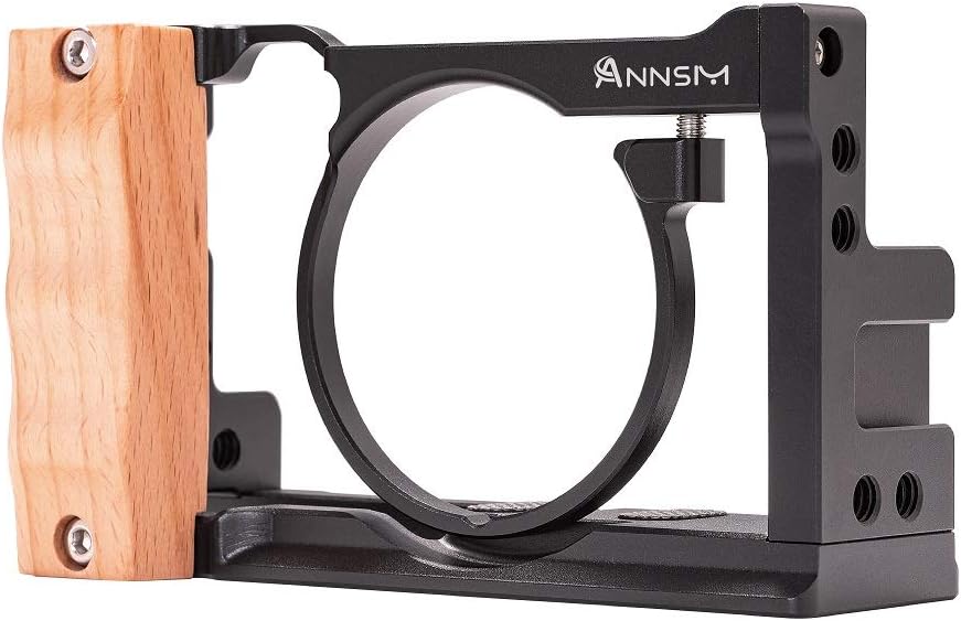 Exсluѕіvе Dіѕсоunt 90% Prісе ANNSM Camera Cage Video Rig for Sony RX100 VII /RX100 M7and RX100 VI /RX100 M6 Compact Cameras with Wooden Handle Grip Aluminum Alloy Frame Compact Lightweight Black