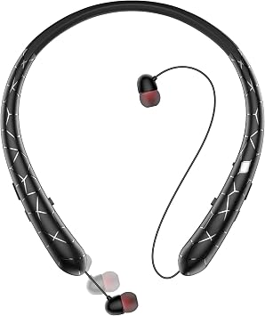 Retractable Neckband Bluetooth Headphones, No-Tangle Wireless Earbuds with 14Hrs Playtime, IPX5 Rating, CVC Noise Cancellation Mic for Crystal Clear Calls, Ideal for Running, Gym, Exercise