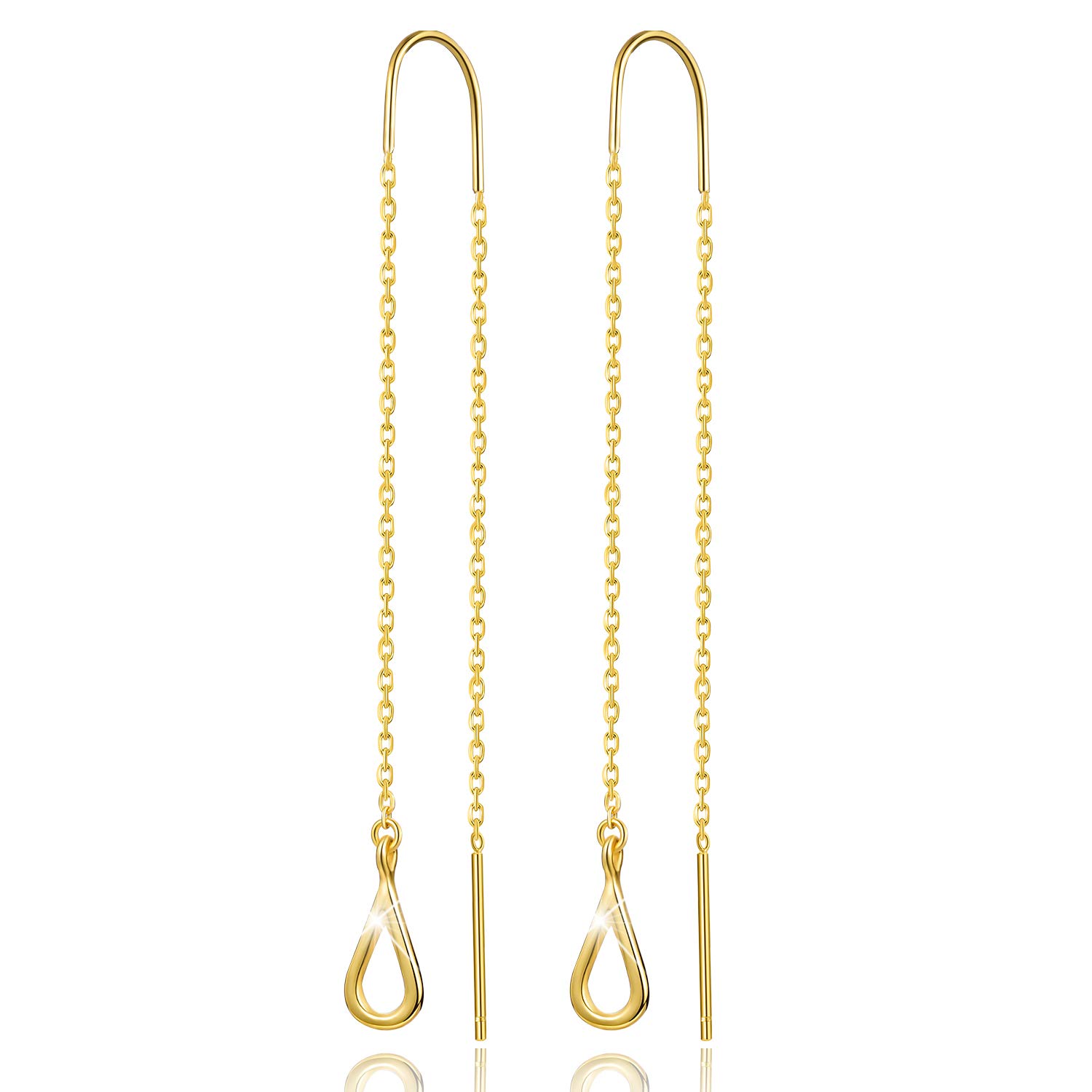 Winglove✦Muttertagsgeschenke für Mama✦ Winglove 18 Karat Vergoldung Ohrringe Silber 925 Hängend CZ Hollow Teardrop Ohrringe Lang Zirkonia Kreis Kette Ohrringe Muttertagsgeschenk.