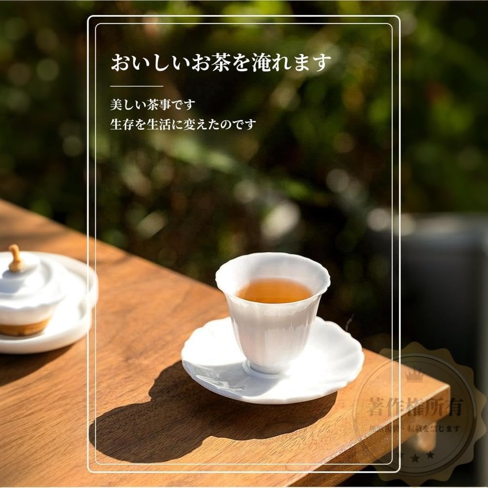 Amazon.co.jp: Aoinfok 高級白磁茶杯セット 2個セット 茶托付き 聞香杯