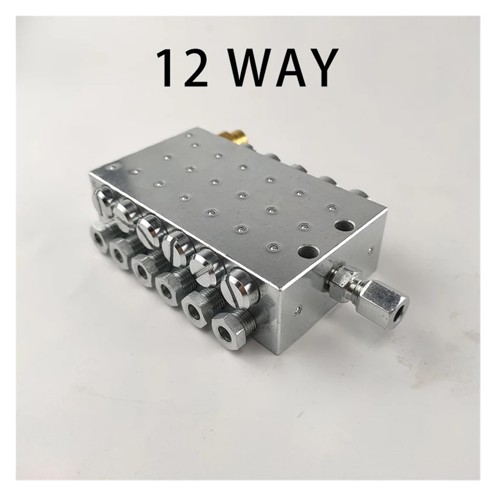 Distribuidor lubricante de bloque distribuidor de grasa de 10-12 vías | Válvula Divisora ​​Lubricación Progresiva Entrada 6MM Salida 6MM(JPQ12-12WAY)