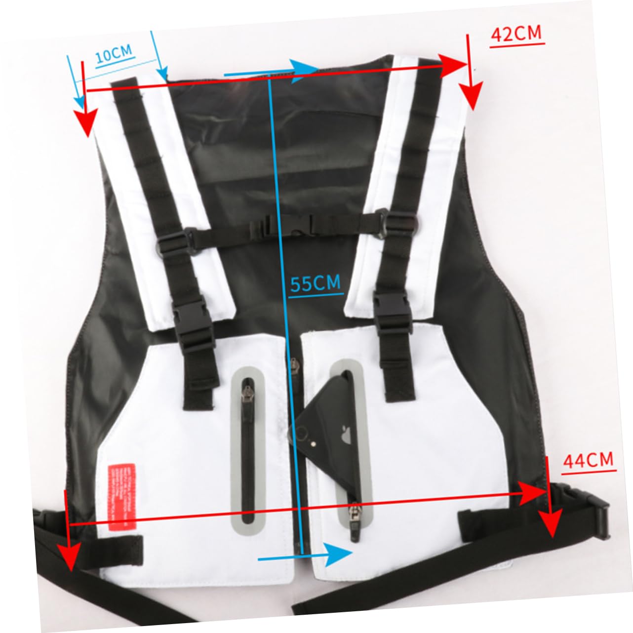UKCOCO Gilet Réfléchissant Multifonction Blanc en Tissu pour Homme