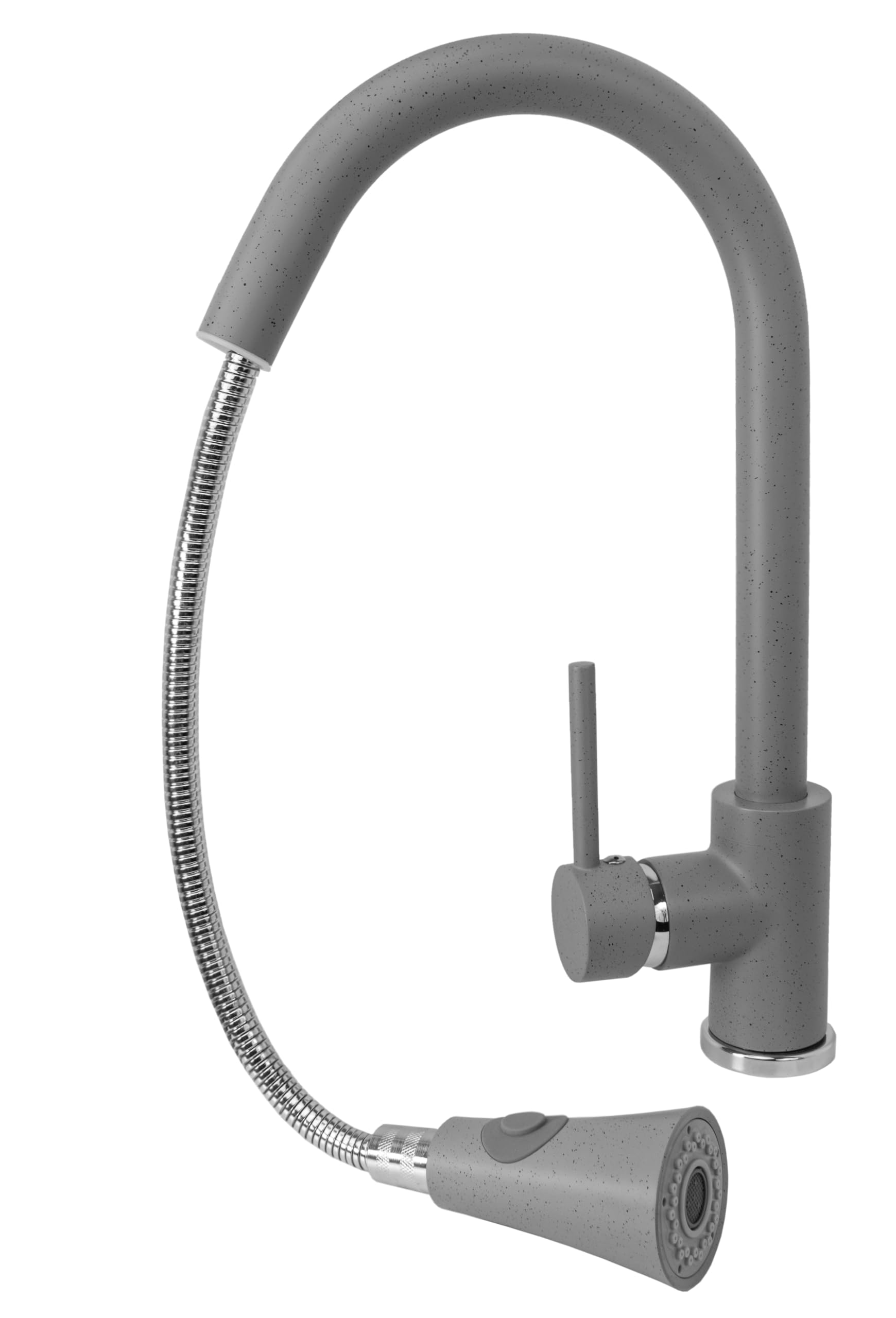 Granitan - Argos zlewozmywak granitowy szary - 1 komora 62 x 44 cm - w zestawie armatura i syfon - odwracalny z ociekaczem - zestaw kuchenny z GraniProtect