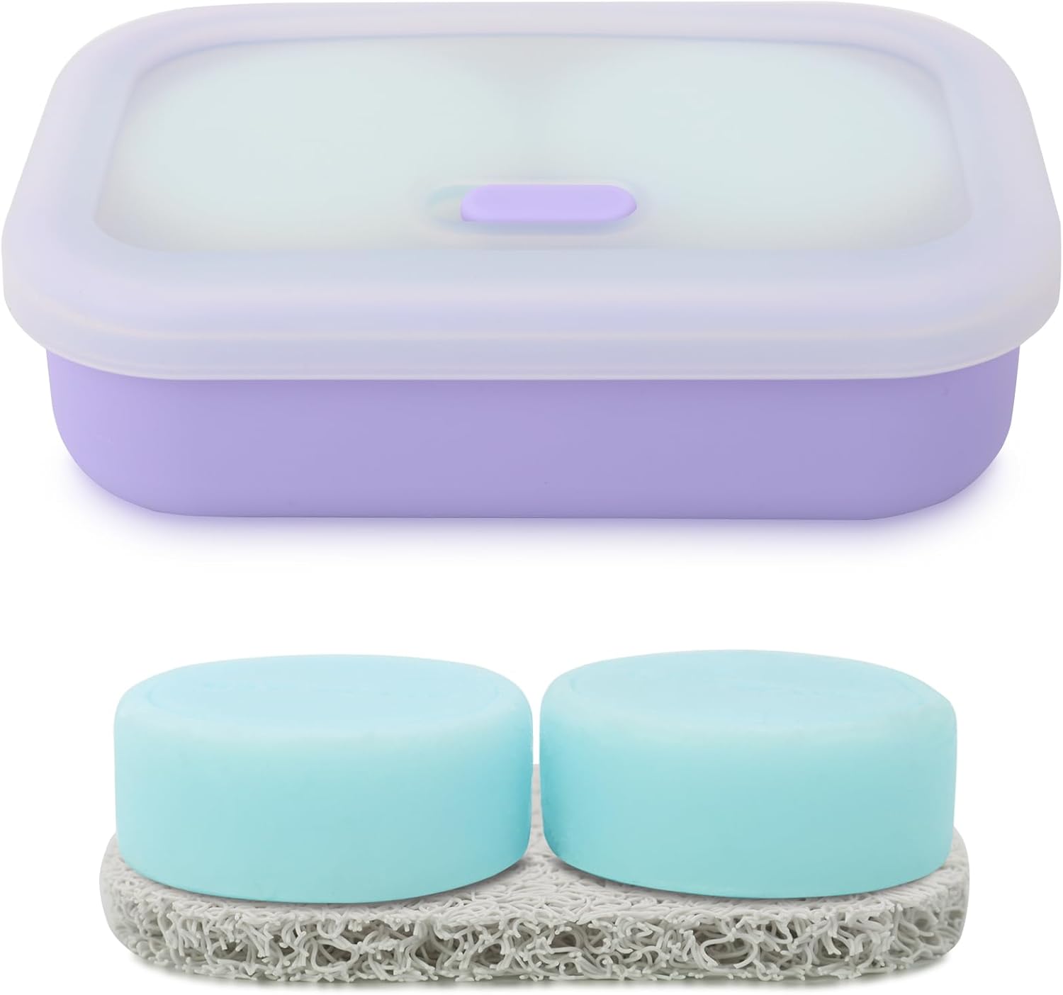 Leak Proof Travel Soap Case,Solid Shampoo Bar Holder, Silicone Soap Container with Draining Layer, Portable Bar Soap Holder for Bathroom, Camping, Gym, Easy to Clean (Purple, Large)