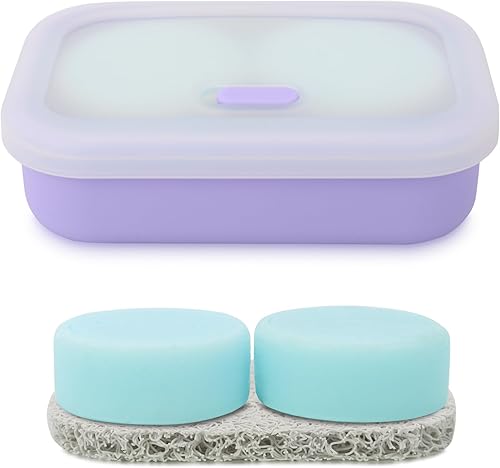 Miniatura 8 de Estuche de jabón de viaje, contenedor de jabón de viaje a prueba de fugas, caja de jabón de silicona con capa de drenaje, portajabón irrompible