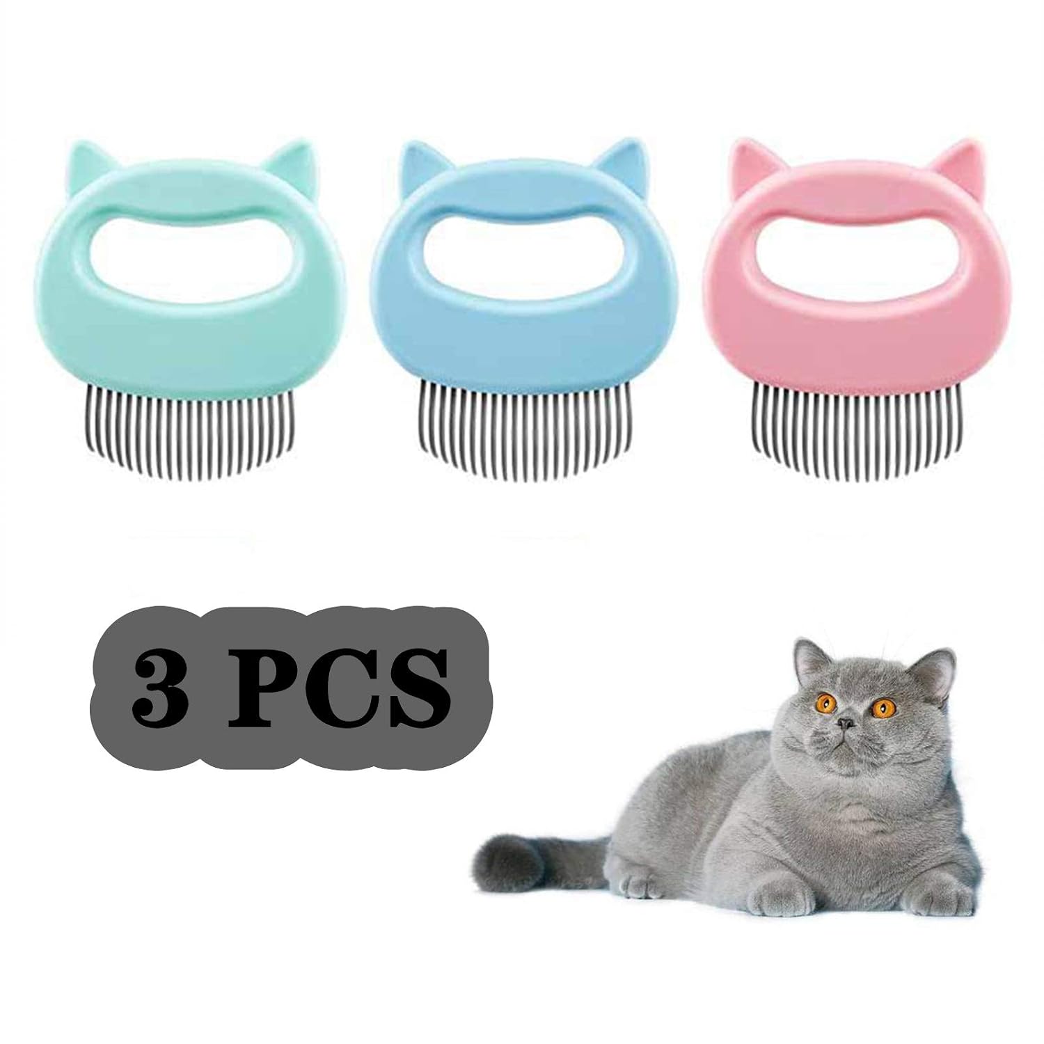 FAMOORE 3 Pcs Cat Massage Shell Comb Pet Hair Removal Massaging Shell Comb Removing Knots and Tangles Grooming Tool Fit for Pet Short &…