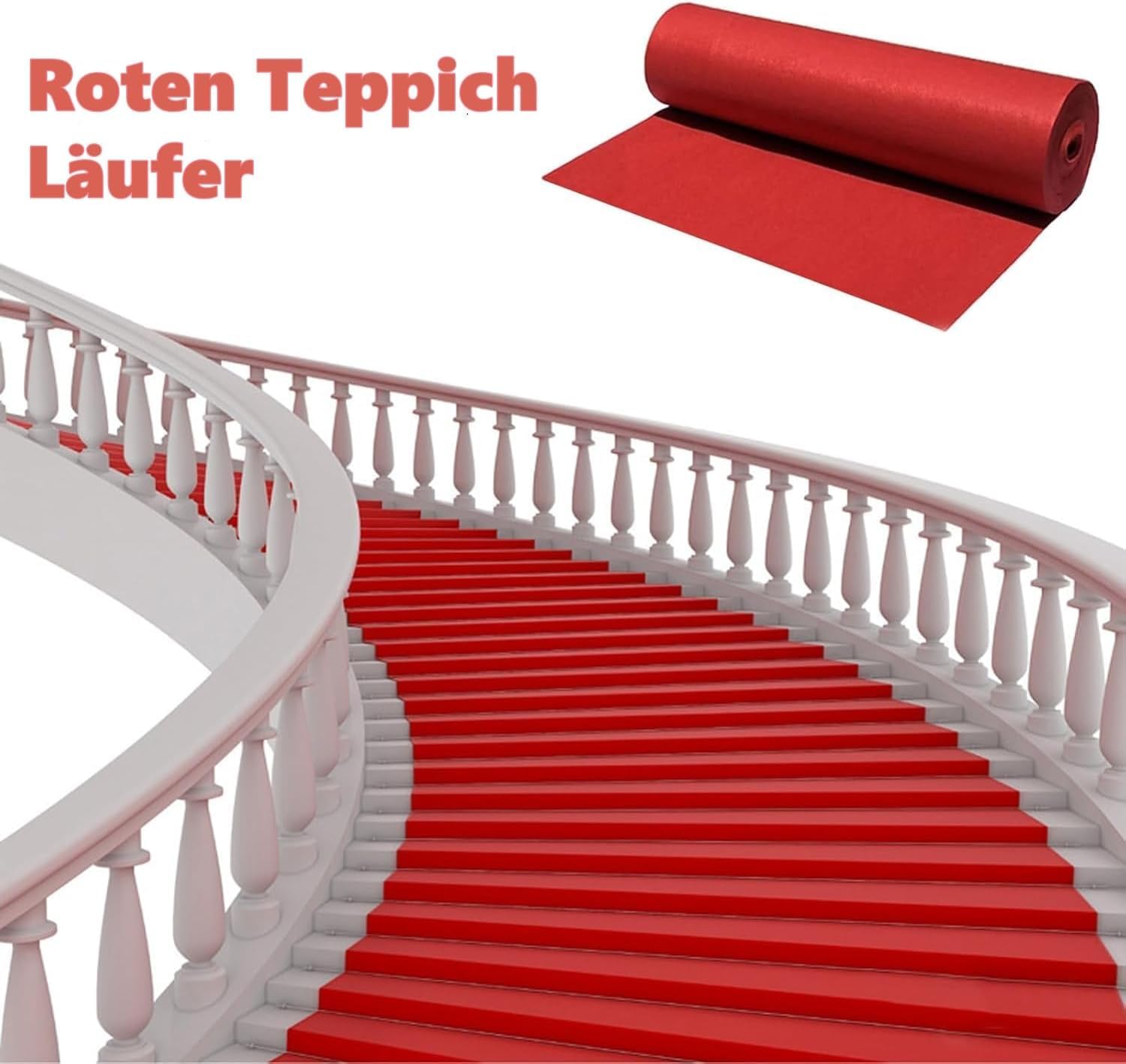 Nisorpa Roter Teppich Läufer Eventteppich Hochzeitsteppich 10m x 1m Lang VIP Event Rot Teppich Rutschfester Red Carpet Empfangsteppich