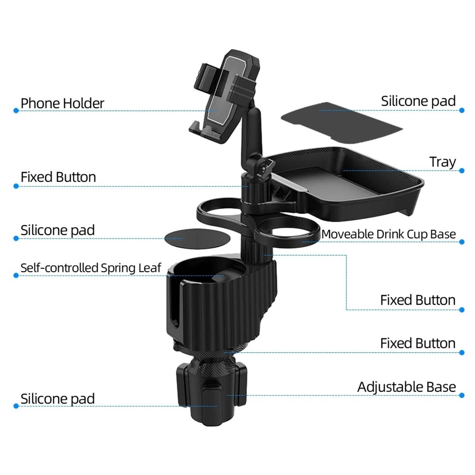 Soporte Movil Coche Supporto per tablet per auto 5 in 1 Portabicchieri Espansore Staffa per bottiglia regolabile multifunzionale rimovibile Accesorios Coche