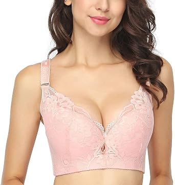 FallSweet Plus Size Lace Bra C Cup Wide Back Push Up Brassiere for Women