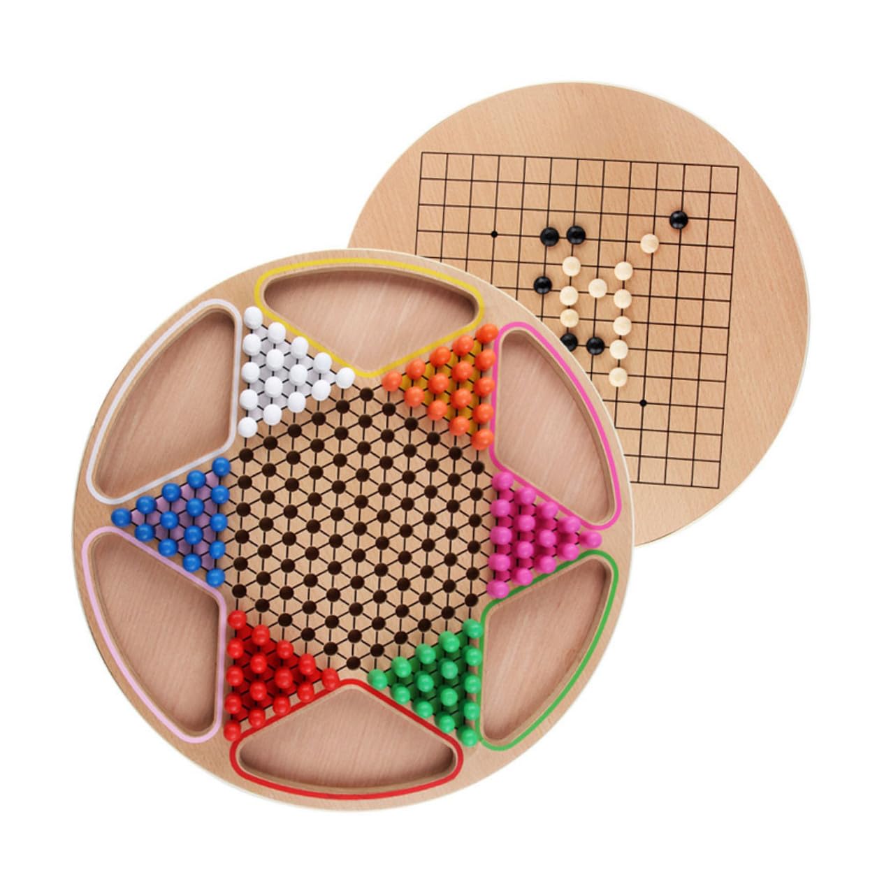 Mikikit Gioco da Tavolo Dama Cinese in Legno Set Educativo Gobang per Ragazzo Ragazza Gioco Cognitivo da Tavolo in Legno Massello Resistente per Sviluppo Intelligenza e Intrattenimento