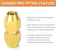 Vista 17 de GASHER 10PCS Brass Pneumatic Replacement Fitting, Reusable Hose End Repair Fitting 1/4" Barb（Suitable for 1/4" ID，5/16" OD air hose) x 1/4" NPT Rigid