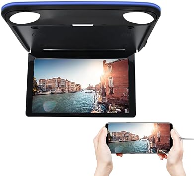11.6inch Flip Down Car Overhead Monitor IPS Screen with Speaker 1080p Ultra-Thin FHD Digital TFT Screen Video Video Car Overhead Player Roof Mounted Monitor USB Port