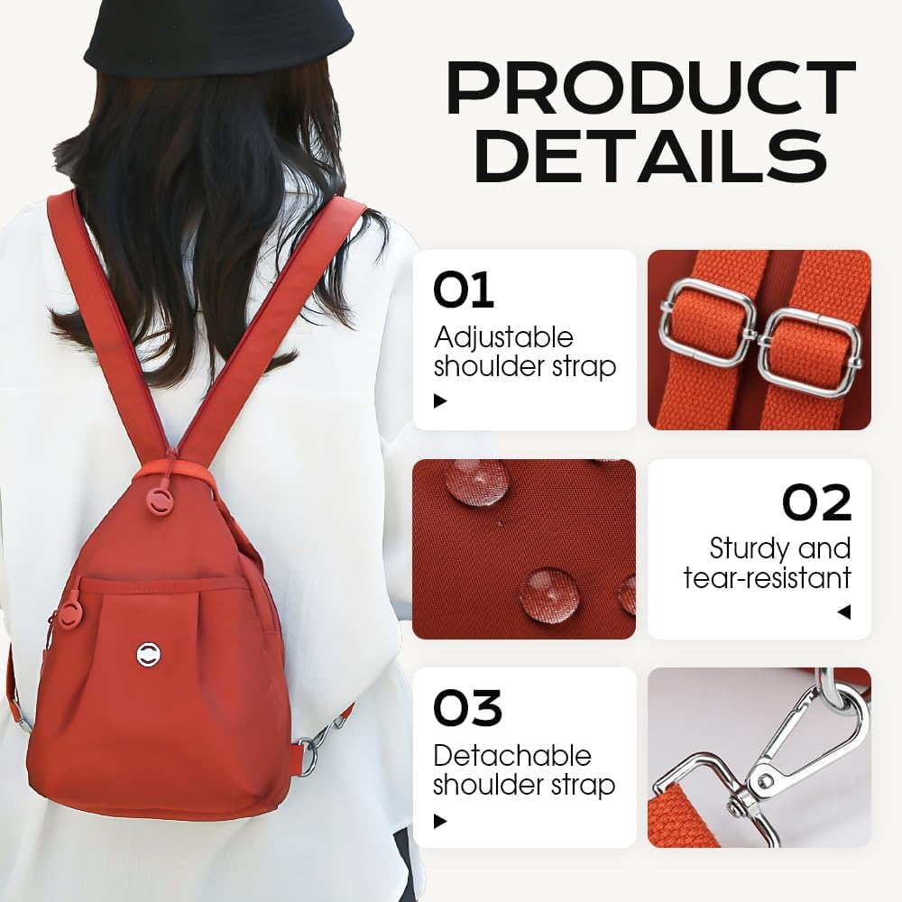 ANYSENT 3 in 1 Travel Tote Bag,Waterproof 2-Way Commuter Bag, Large Capacity Multi-Pocket Convertible Backpack & Crossbody Bag (Red) - Image 3