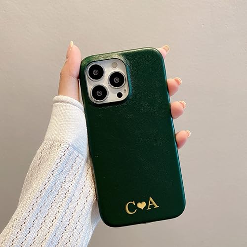 Miniatura 2 de Funda de cuero vegano de lujo con iniciales personalizadas para iPhone 16 15 14 13 12 Pro Max 11 Mini Xr Xs X 7 8 Plus SE 2020 2022, cubierta de