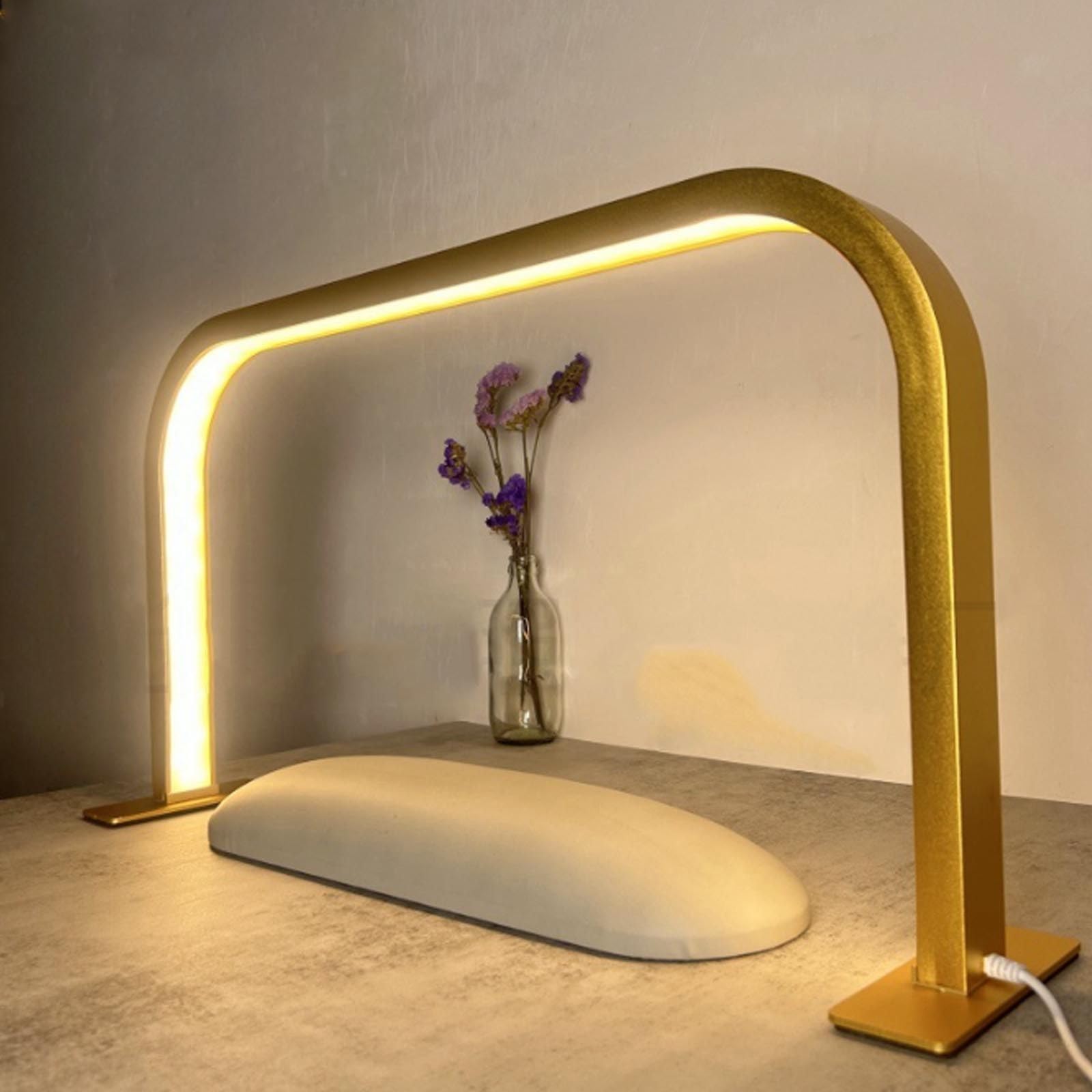 Lampada per Unghie per Scrivania, Luce A LED Professionale da 23,6 Pollici, Lampada da Scrivania Quadrata per Extension Ciglia, Lampada da Scrivania per Trucco, 3000k-6000k,Gold