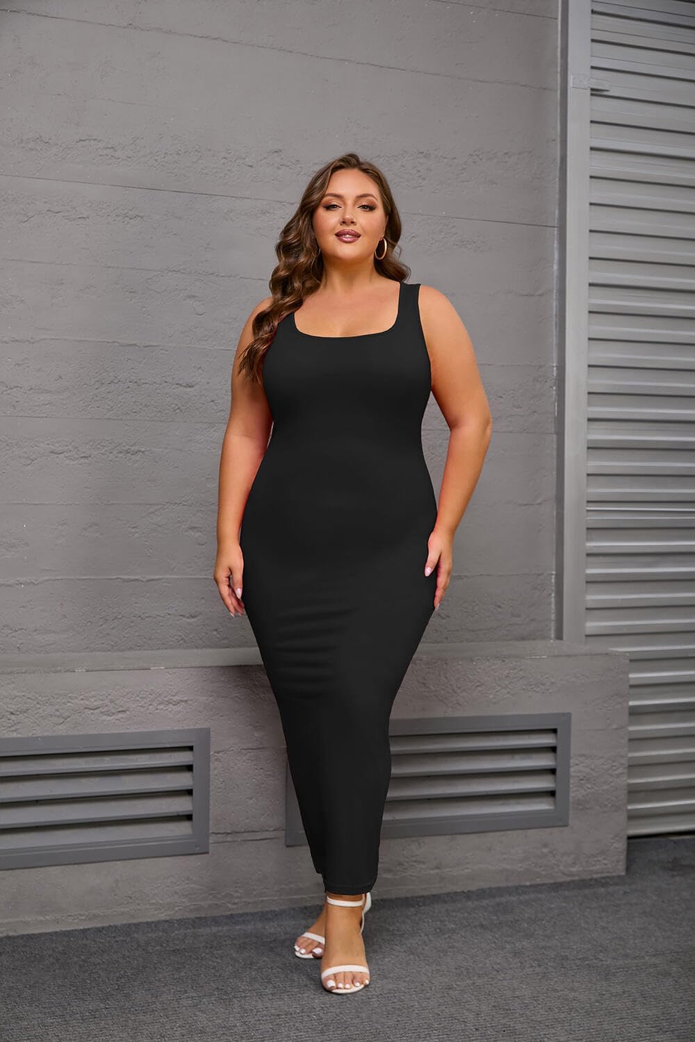 YeGine Women Plus Size Sleeveless Bodycon Maxi Dresses Sexy Slim Tank Dresses - Image 3