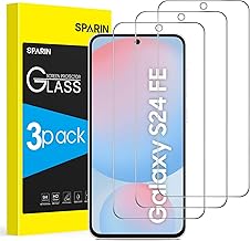 SPARIN Pack of 3 Tempered Glass Screen Protectors for Samsung Galaxy S24 FE, 6.7 Inches, HD Clear, 9H Hardness, Scratch-Resistant, Ultra Resistant Screen Protector