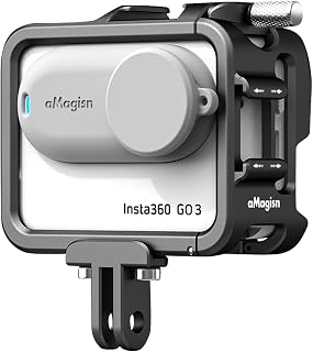 Rszfnjxry Aluminum Frame Cage with Lens Silicone Case for Insta360 GO 3,Metal Protective Durable Housing Case with Cold Shoe Mount Compatibel with Official Pivot Stand Mount