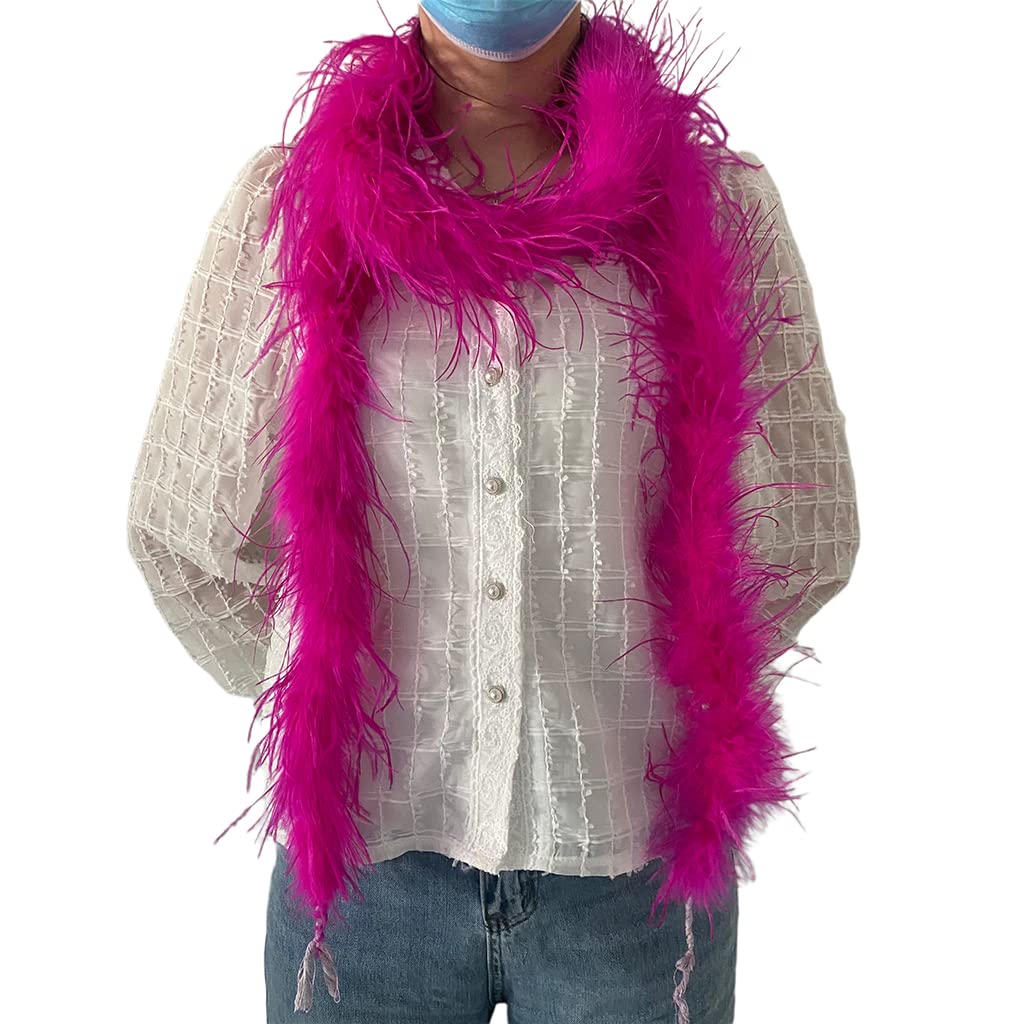 LONDGEN 1ply Ostrich Feather Boa 2Yards for Dance Performance and 1920's Flapper Costume Accessory