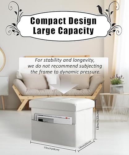 Miniatura 23 de Taburete otomano de almacenamiento otomano con reposapiés, banco plegable con almacenamiento, dormitorio de estudiantes y entrada, 16 x 12 x 12