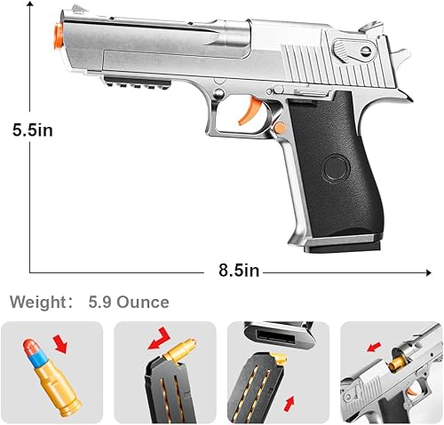 Miniatura 5 de M1911 - Lanzador de juguete de eyección de espuma suave EVA con dardos de espuma, diversión en el patio trasero y juegos al aire libre, modelo