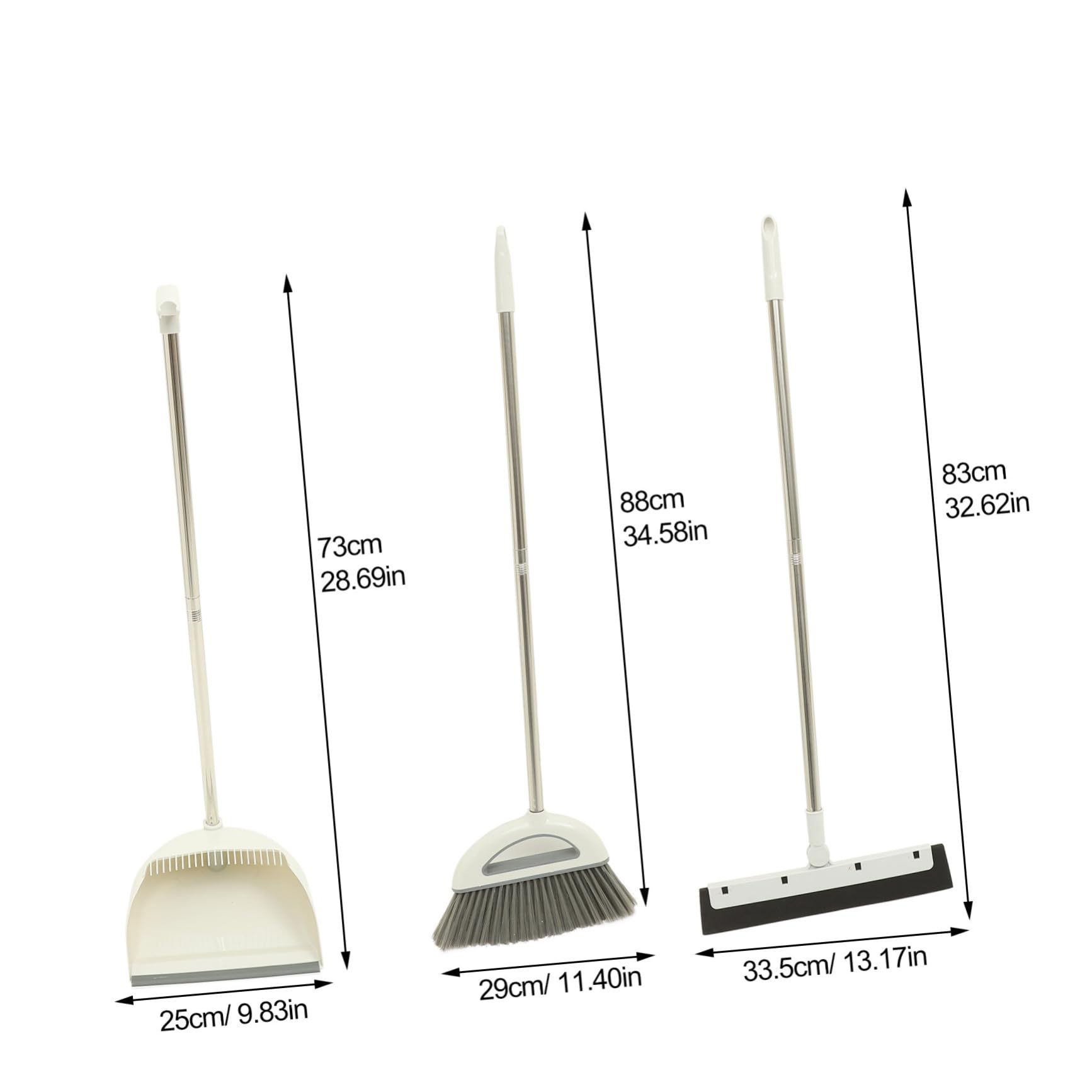 FRCOLOR 1 Satz Besen Set mit Kehrschaufel und Wischaufsatz Teiliges Set für Einfache von Böden und Ecken für Haushalt Abfallentsorgung Weißes Design