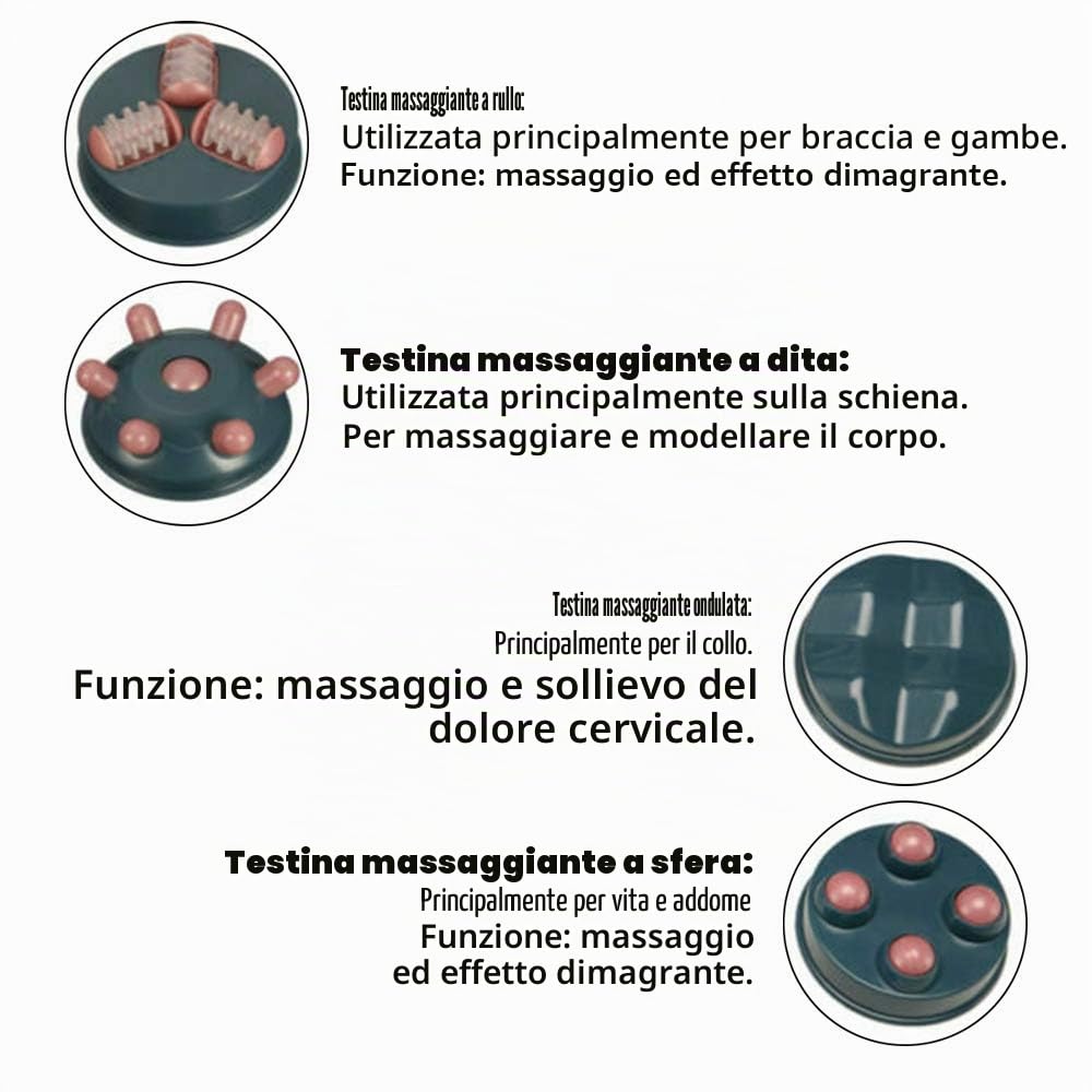 Massaggiatore elettrico anti-cellulite 4 in 1 massaggiatore rassodante anticellulite per collo spalle vita addominale gambe glutei (A)