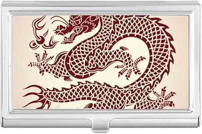Chinese Dragon Animal Portrait Business Card Holder Case Pocket Box Wallet