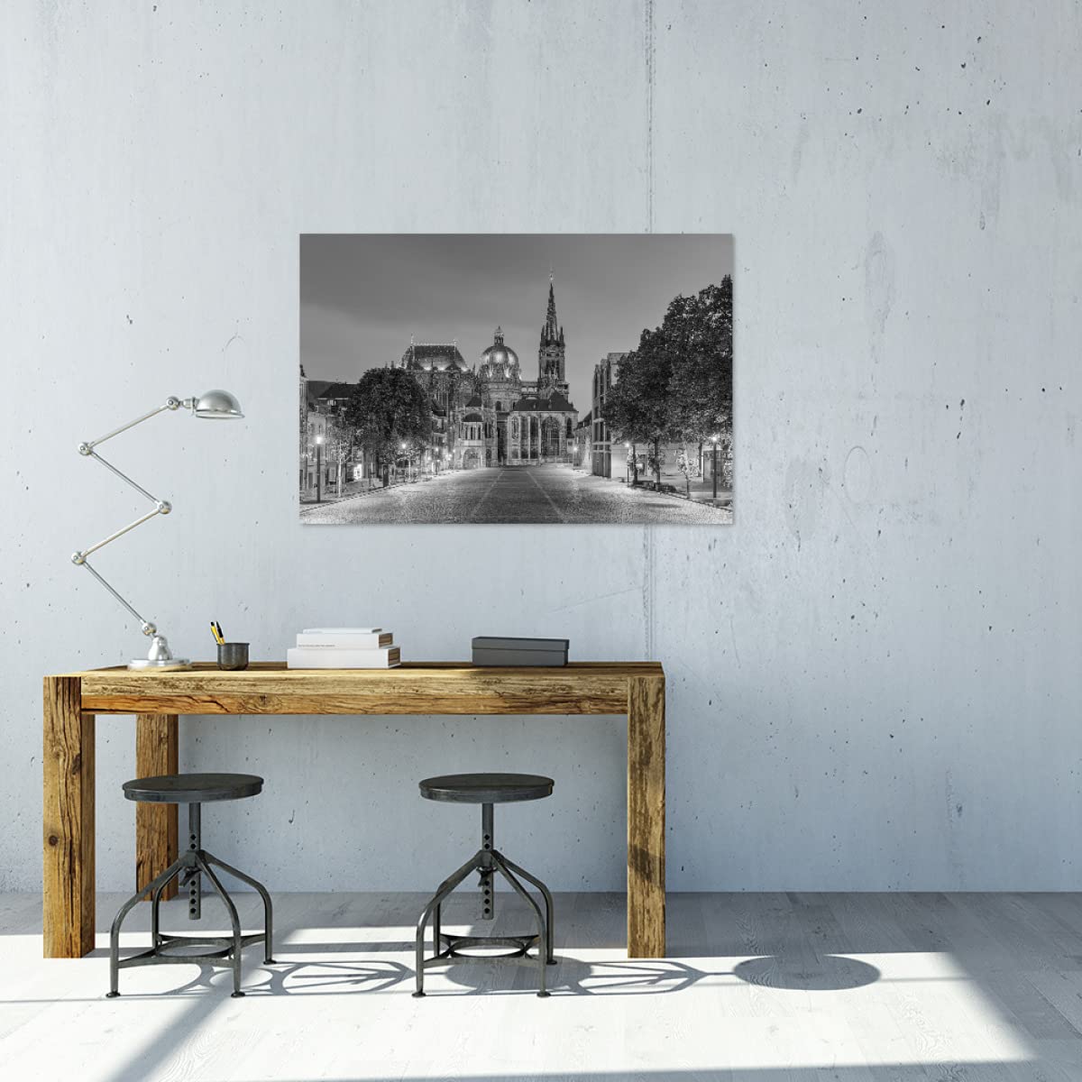 artboxONE Galerie-Print 60x40 cm Aachener Dom schwarz-weiß hochwertiges Acrylglas auf Alu-Dibond von Michael Valjak