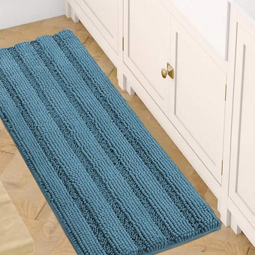 Miniatura 160 de H.VERSAILTEX Alfombras de baño antideslizantes extragruesas de felpilla a rayas 24" x 36" Absorbentes, antideslizantes, suaves, esponjosas